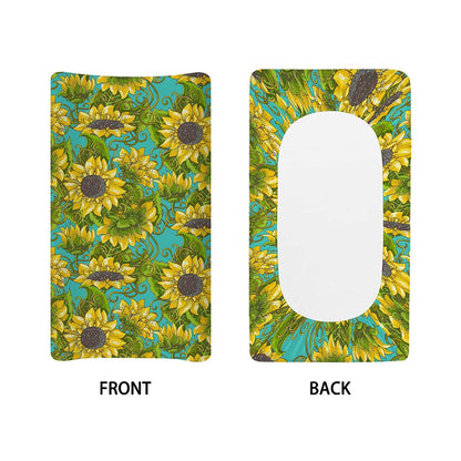 Blooming Sunflower Pattern Print Changing Pad Cover