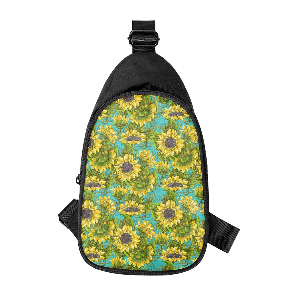 Blooming Sunflower Pattern Print Chest Bag
