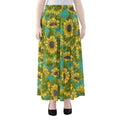 Blooming Sunflower Pattern Print Chiffon Maxi Skirt