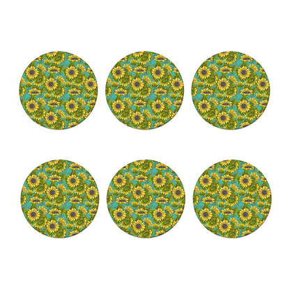 Blooming Sunflower Pattern Print Coaster Set