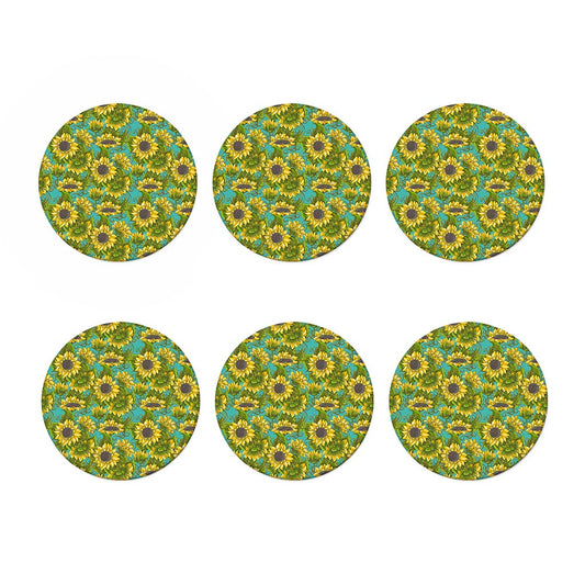Blooming Sunflower Pattern Print Coaster Set