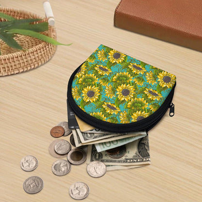 Blooming Sunflower Pattern Print Coin Purse