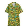 Blooming Sunflower Pattern Print Cotton Hawaiian Shirt