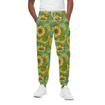 Blooming Sunflower Pattern Print Cotton Pants
