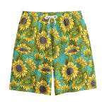 Blooming Sunflower Pattern Print Cotton Shorts