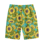 Blooming Sunflower Pattern Print Cotton Shorts