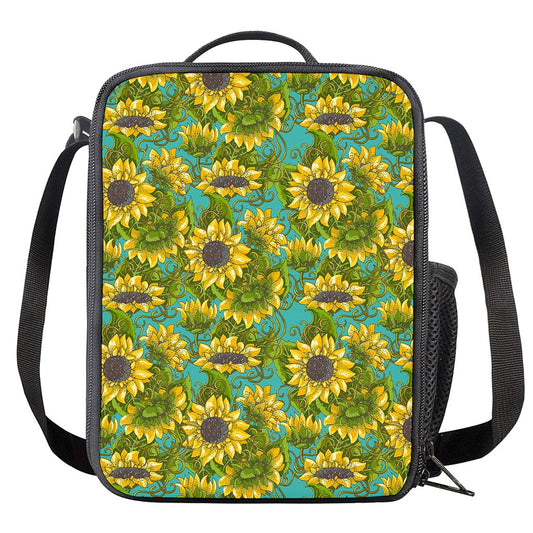 Blooming Sunflower Pattern Print Crossbody Lunch Bag