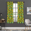 Blooming Sunflower Pattern Print Grommet Curtain Panels
