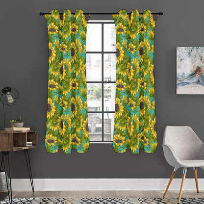 Blooming Sunflower Pattern Print Curtain