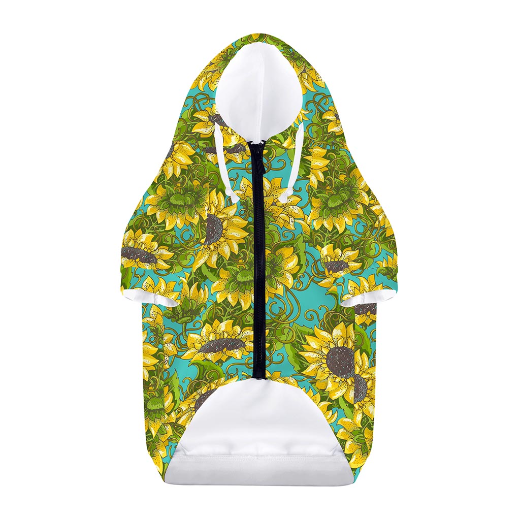 Blooming Sunflower Pattern Print Dog Zip Up Hoodie