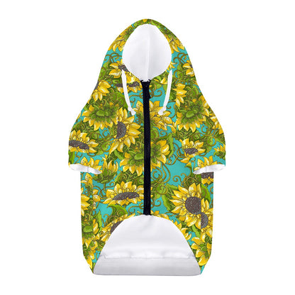 Blooming Sunflower Pattern Print Dog Zip Up Hoodie
