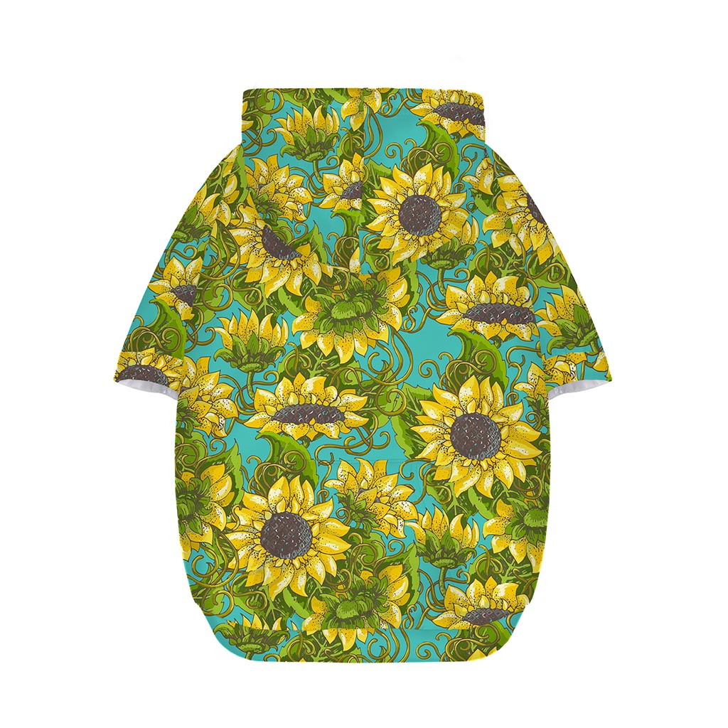 Blooming Sunflower Pattern Print Dog Zip Up Hoodie