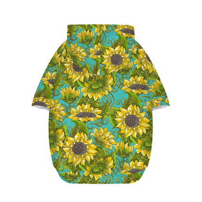 Blooming Sunflower Pattern Print Dog Zip Up Hoodie