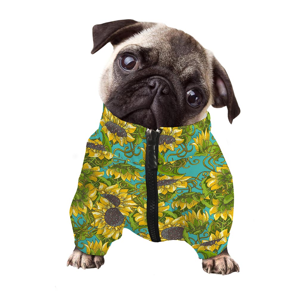 Blooming Sunflower Pattern Print Dog Zip Up Jacket