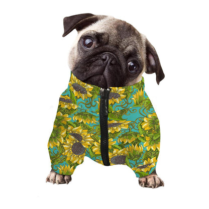 Blooming Sunflower Pattern Print Dog Zip Up Jacket