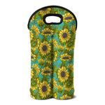 Blooming Sunflower Pattern Print Double Neoprene Wine Tote