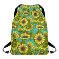 Blooming Sunflower Pattern Print Drawstring Backpack