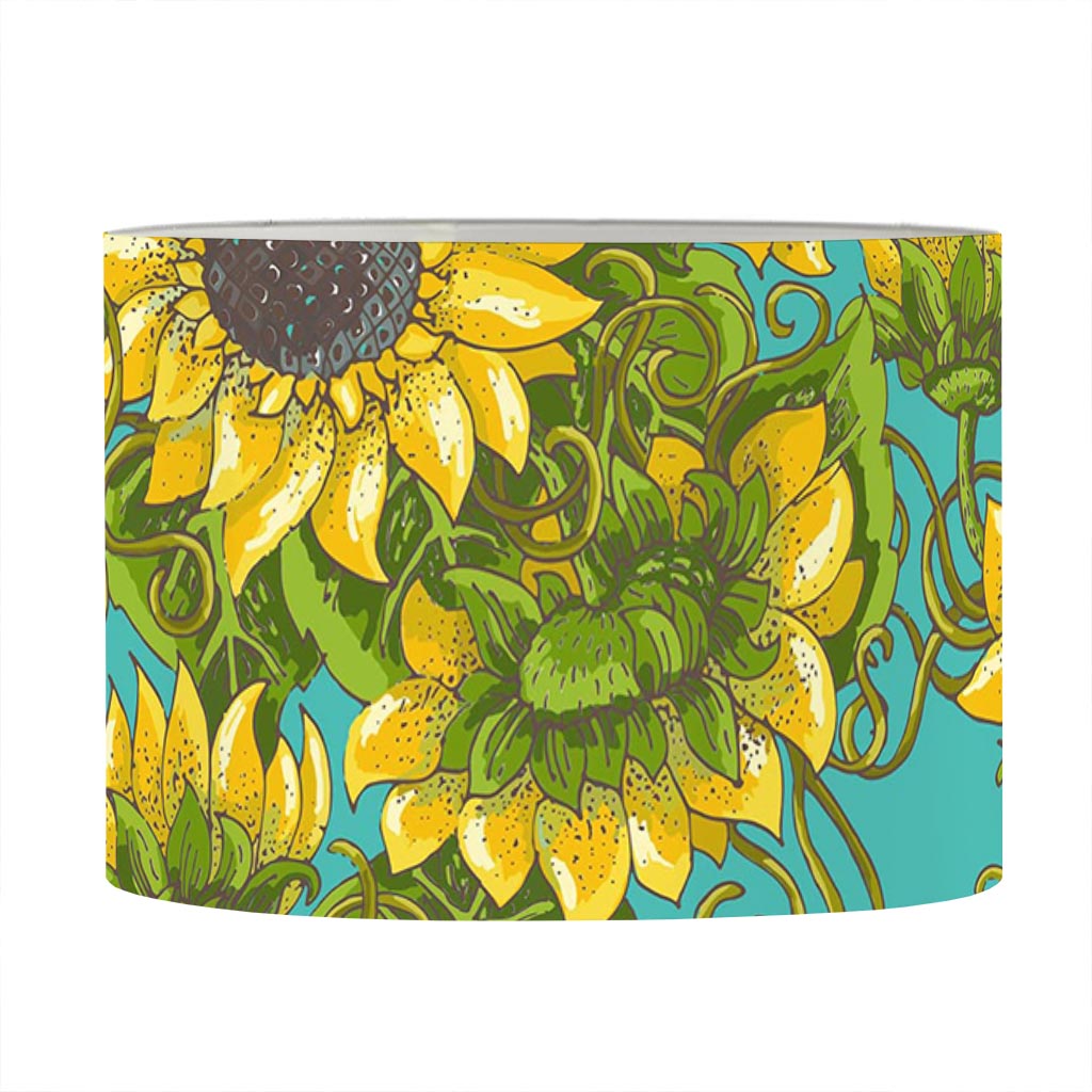 Blooming Sunflower Pattern Print Drum Lamp Shade