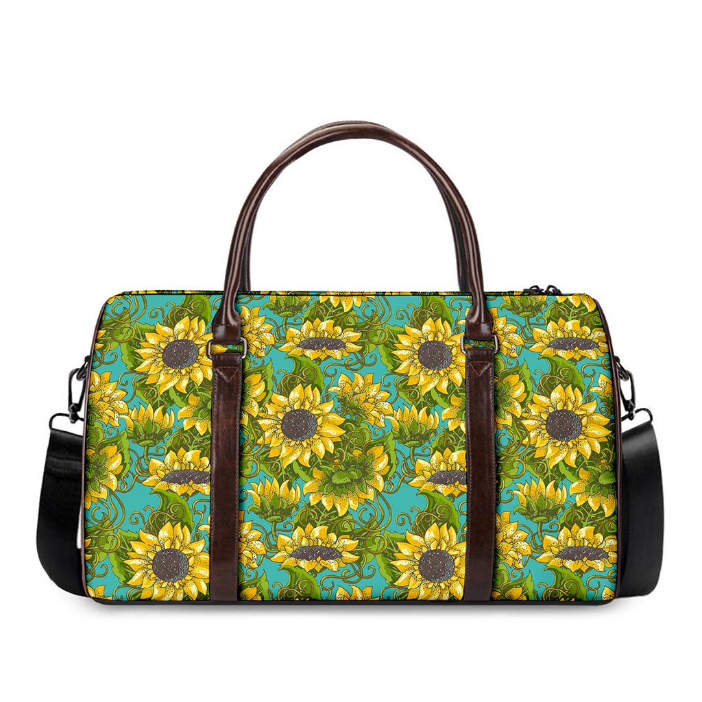 Blooming Sunflower Pattern Print Duffle Bag