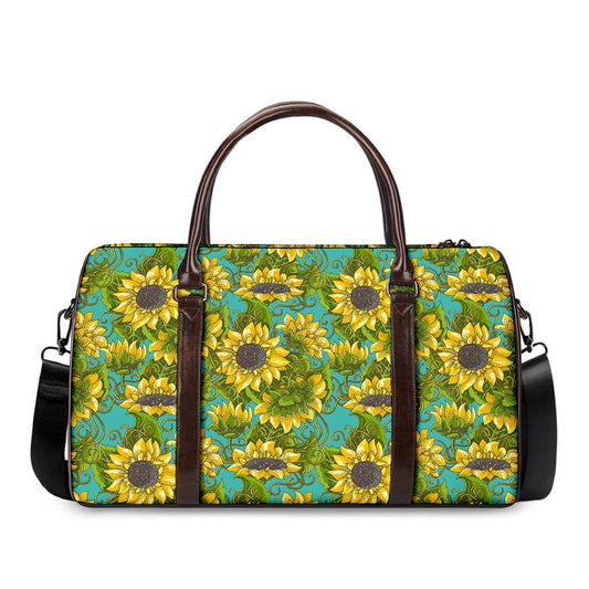 Blooming Sunflower Pattern Print Duffle Bag