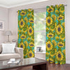 Blooming Sunflower Pattern Print Extra Wide Grommet Curtains