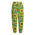 Blooming Sunflower Pattern Print Fleece Lined Knit Pants
