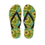 Blooming Sunflower Pattern Print Flip Flops