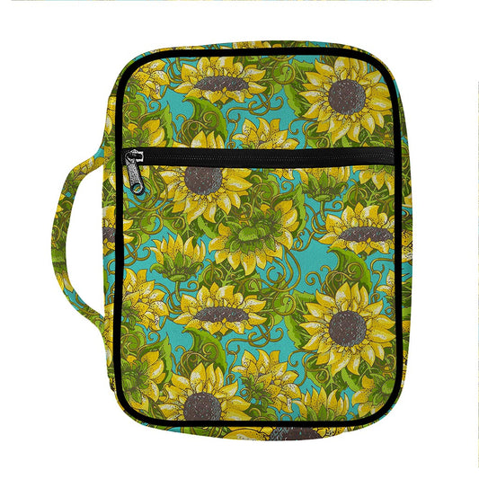Blooming Sunflower Pattern Print Front Pocket Bible Bag