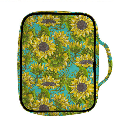 Blooming Sunflower Pattern Print Front Pocket Bible Bag