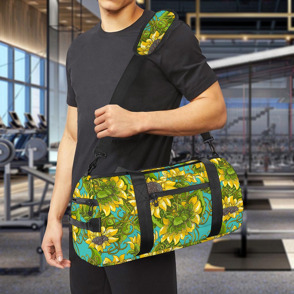 Blooming Sunflower Pattern Print Gym Bag