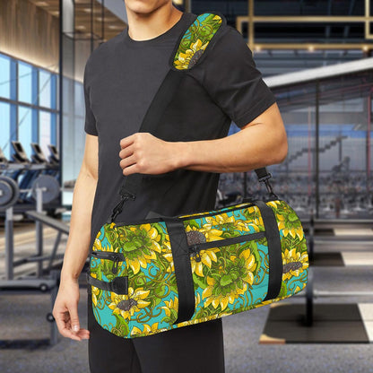Blooming Sunflower Pattern Print Gym Bag