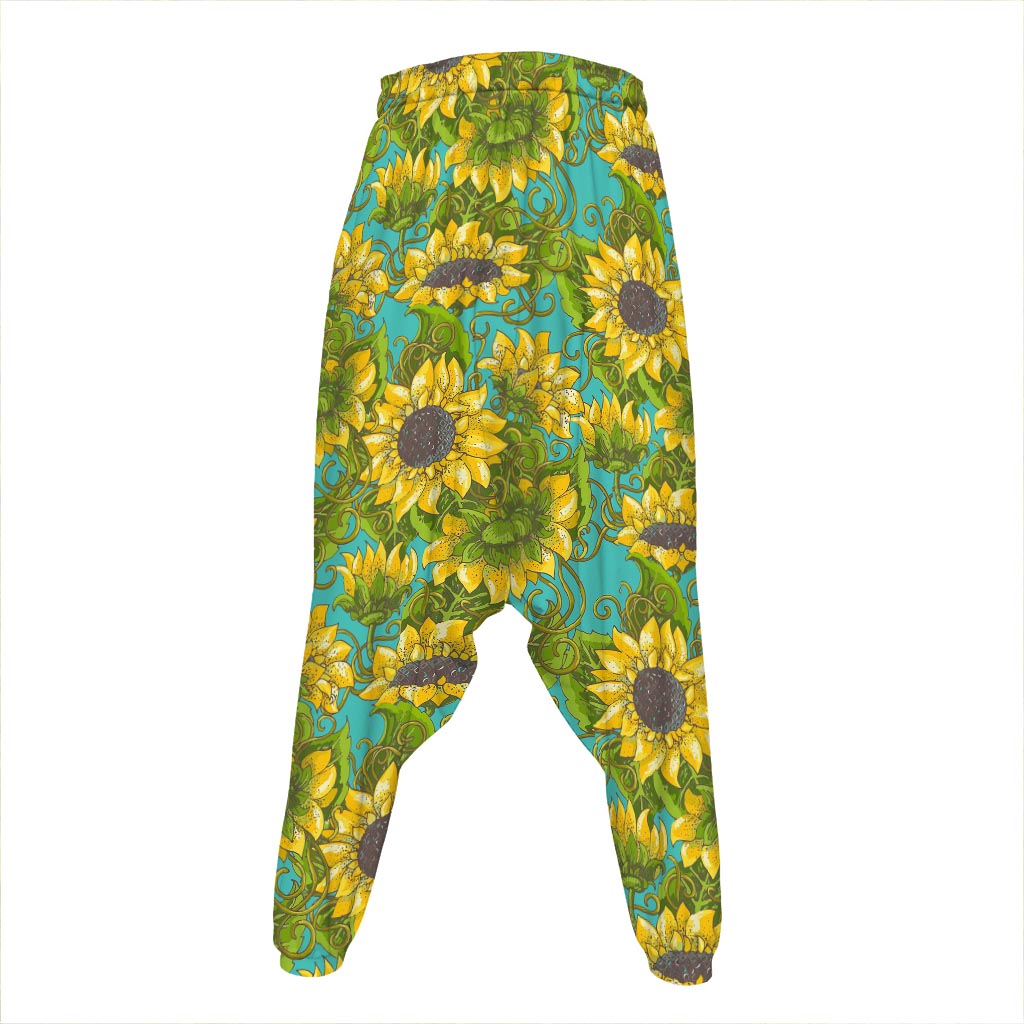 Blooming Sunflower Pattern Print Hammer Pants