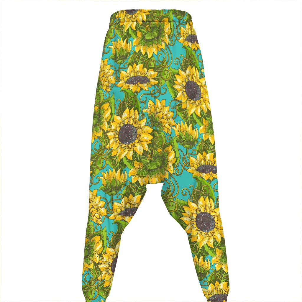 Blooming Sunflower Pattern Print Hammer Pants