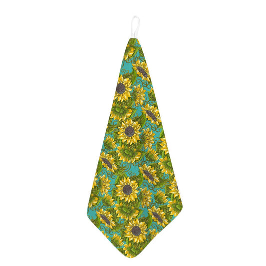 Blooming Sunflower Pattern Print Hand Towel
