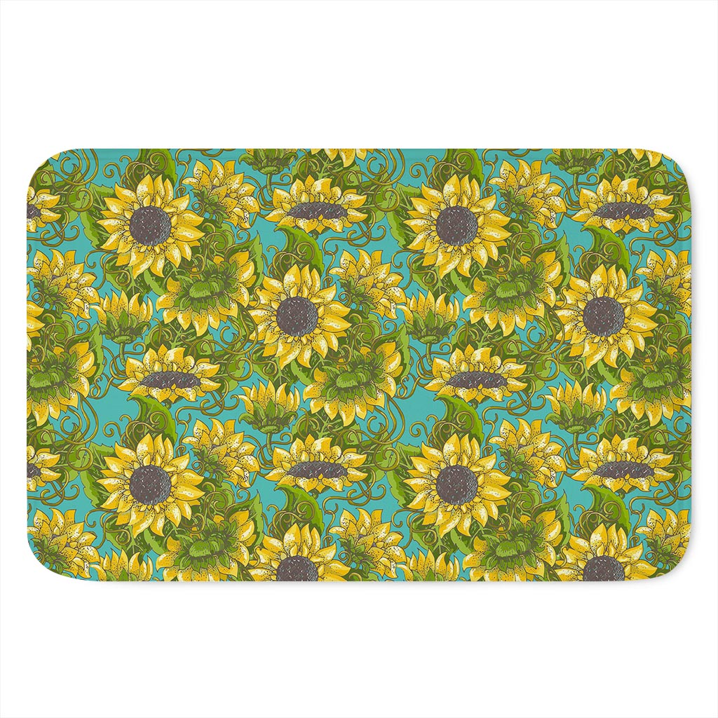 Blooming Sunflower Pattern Print Indoor Door Mat
