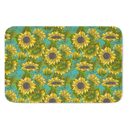 Blooming Sunflower Pattern Print Indoor Door Mat