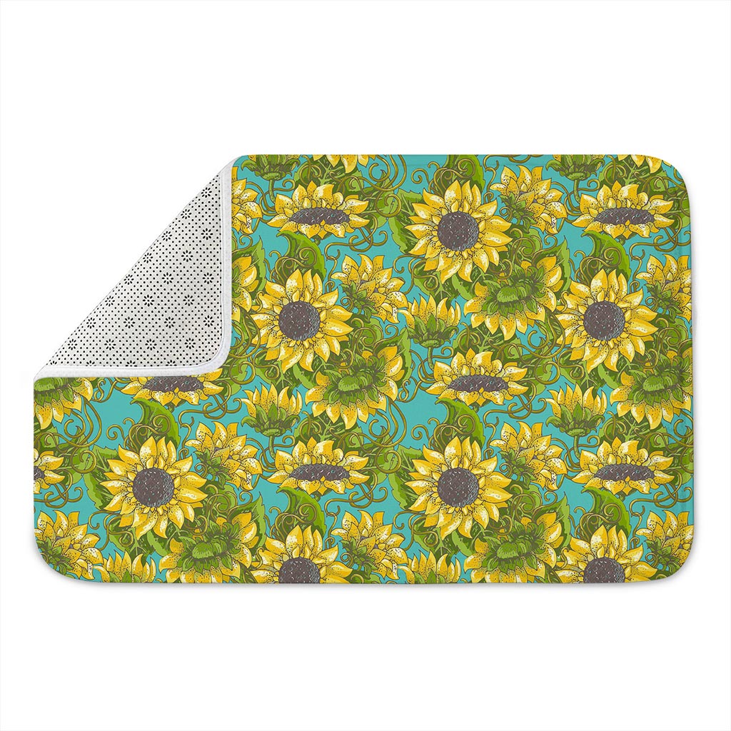 Blooming Sunflower Pattern Print Indoor Door Mat