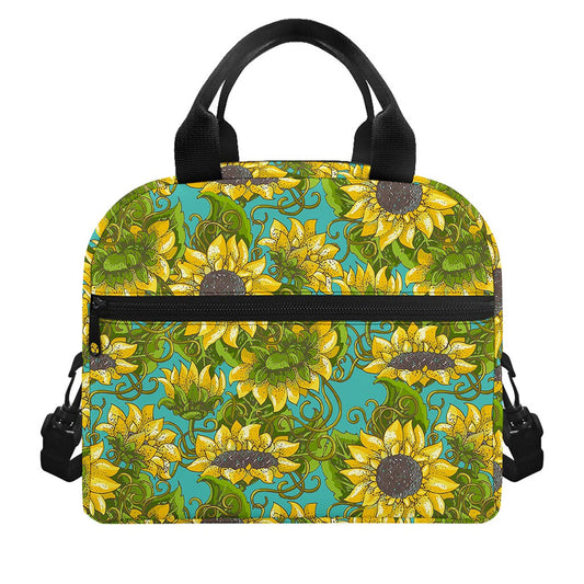 Blooming Sunflower Pattern Print Insulated Lunch Bag