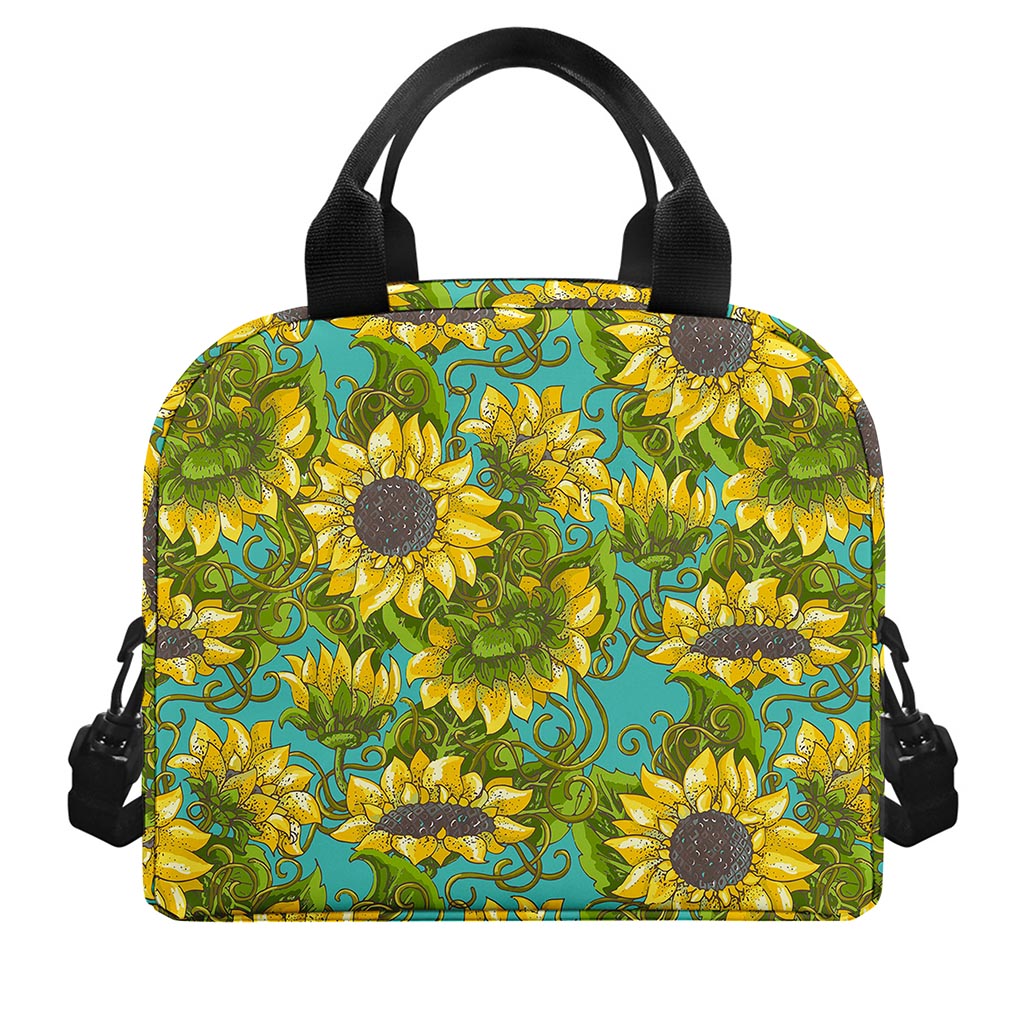 Blooming Sunflower Pattern Print Insulated Lunch Bag