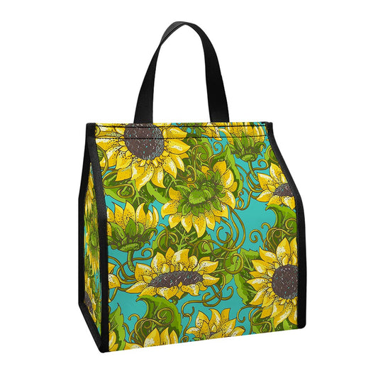 Blooming Sunflower Pattern Print Insulated Lunch Tote