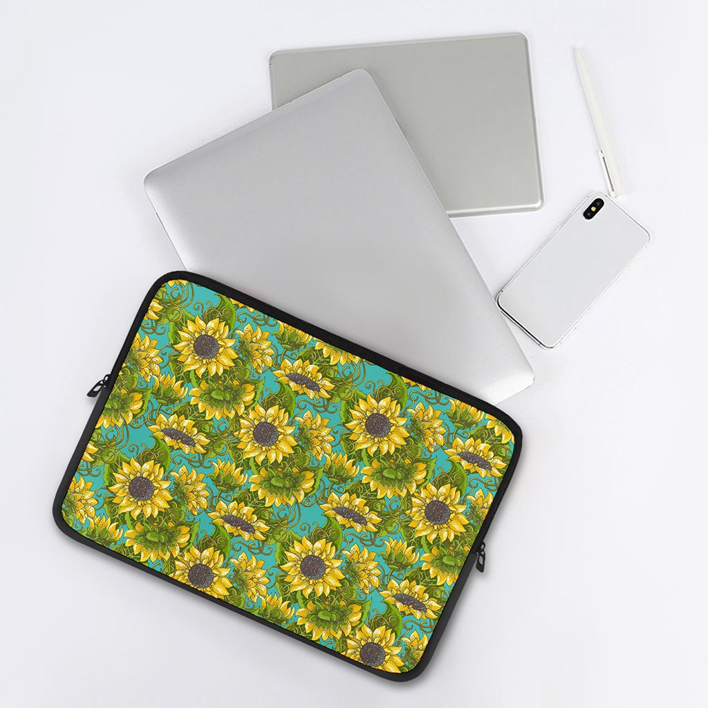 Blooming Sunflower Pattern Print Laptop Sleeve