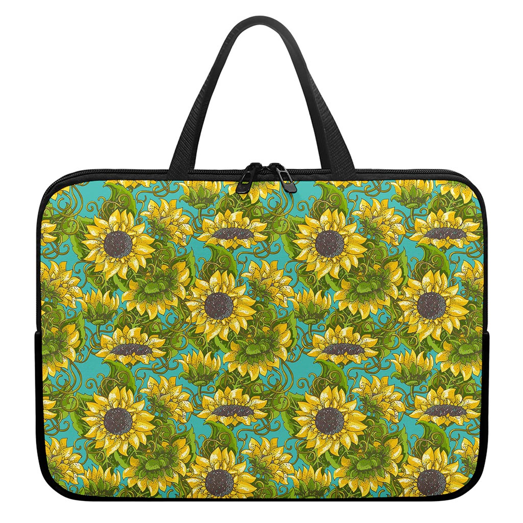 Blooming Sunflower Pattern Print Laptop Sleeve With Handle