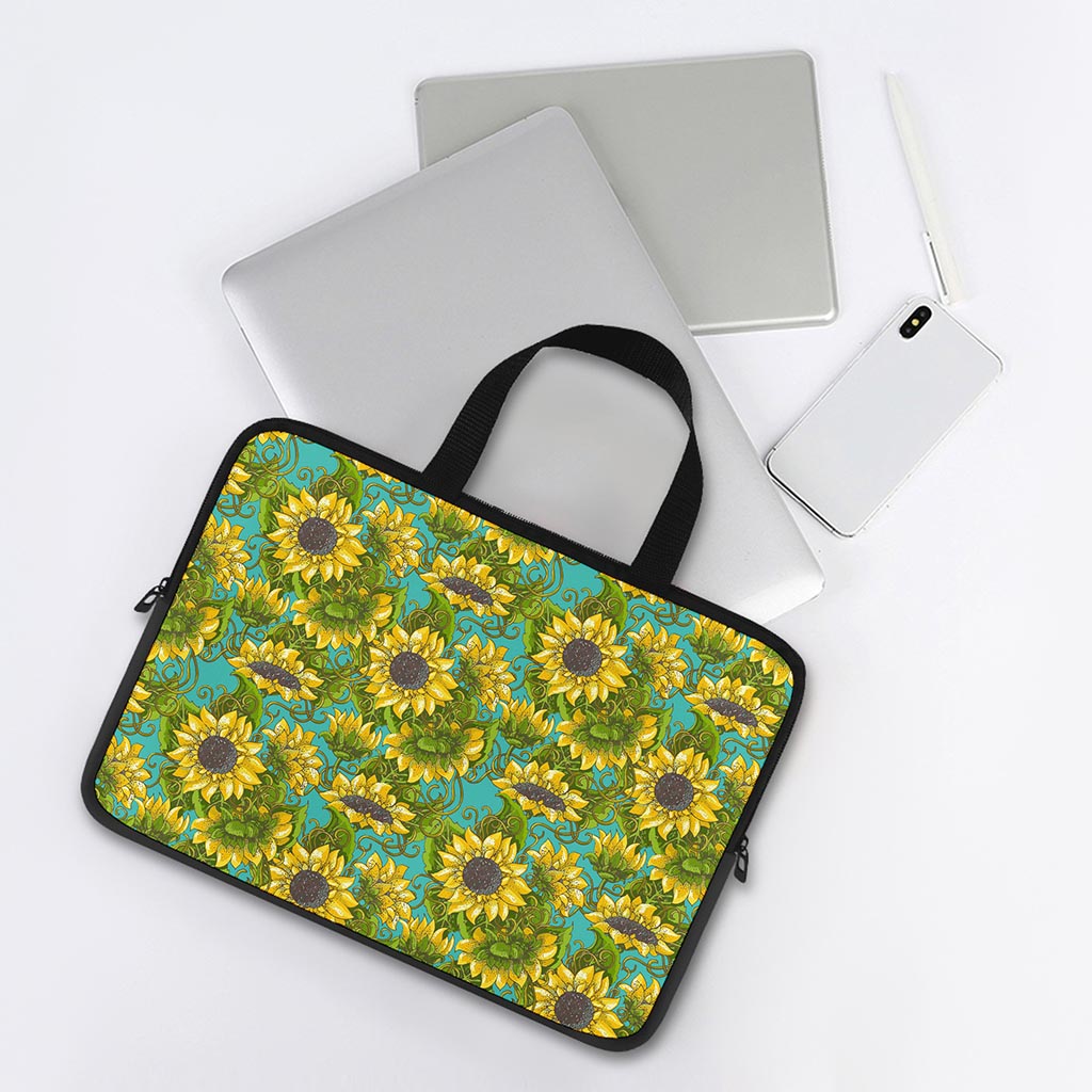 Blooming Sunflower Pattern Print Laptop Sleeve With Handle