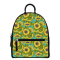 Blooming Sunflower Pattern Print Leather Backpack
