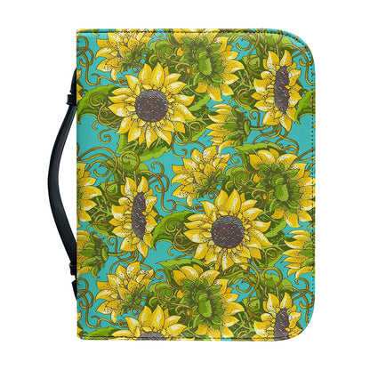 Blooming Sunflower Pattern Print Leather Bible Cover