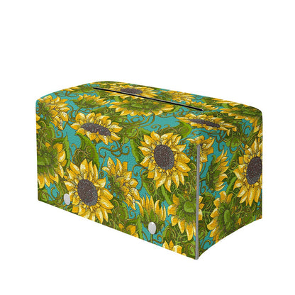 Blooming Sunflower Pattern Print Leather Tissue Box Cover