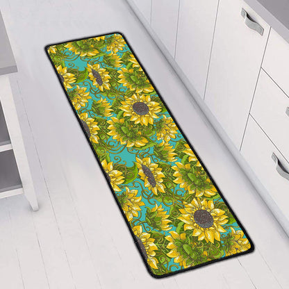 Blooming Sunflower Pattern Print Long Kitchen Mat