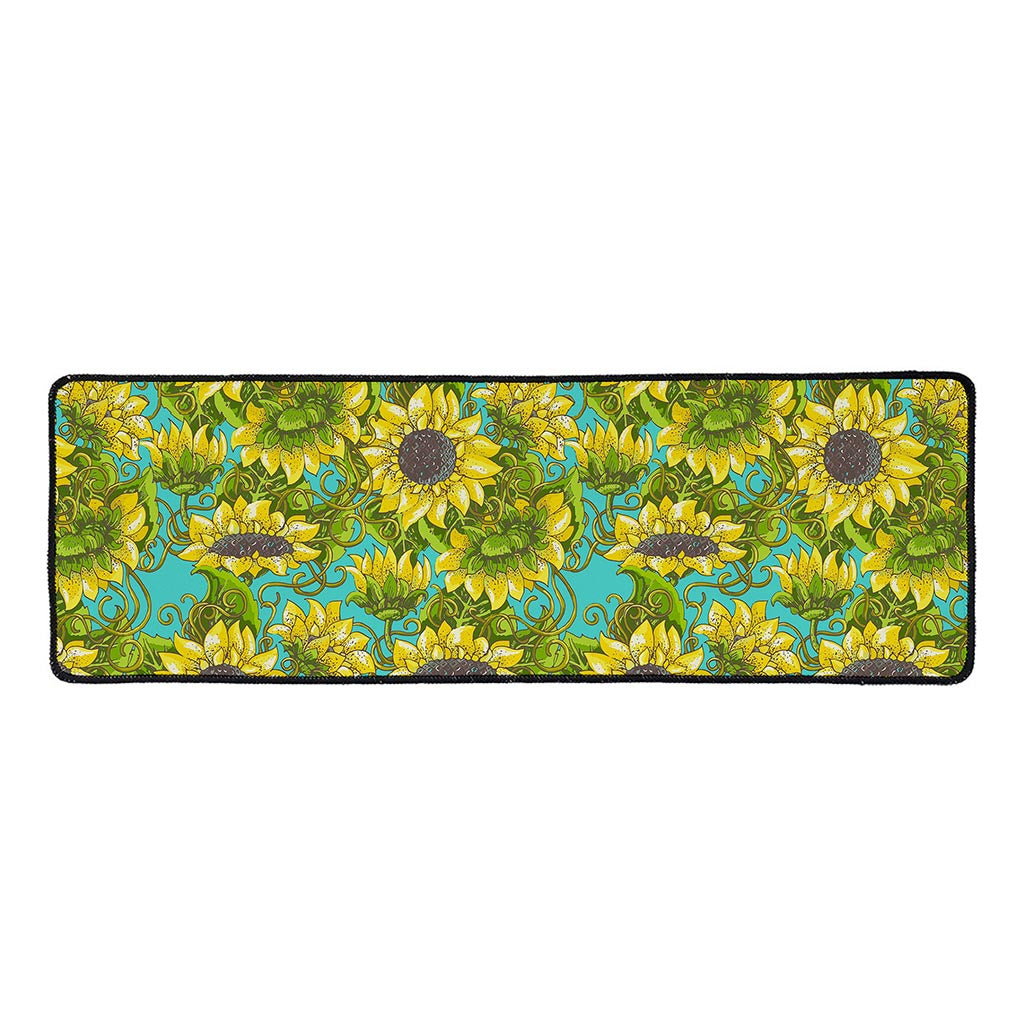 Blooming Sunflower Pattern Print Long Kitchen Mat