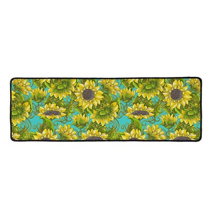 Blooming Sunflower Pattern Print Long Kitchen Mat