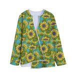 Blooming Sunflower Pattern Print Long Sleeve Short Coat
